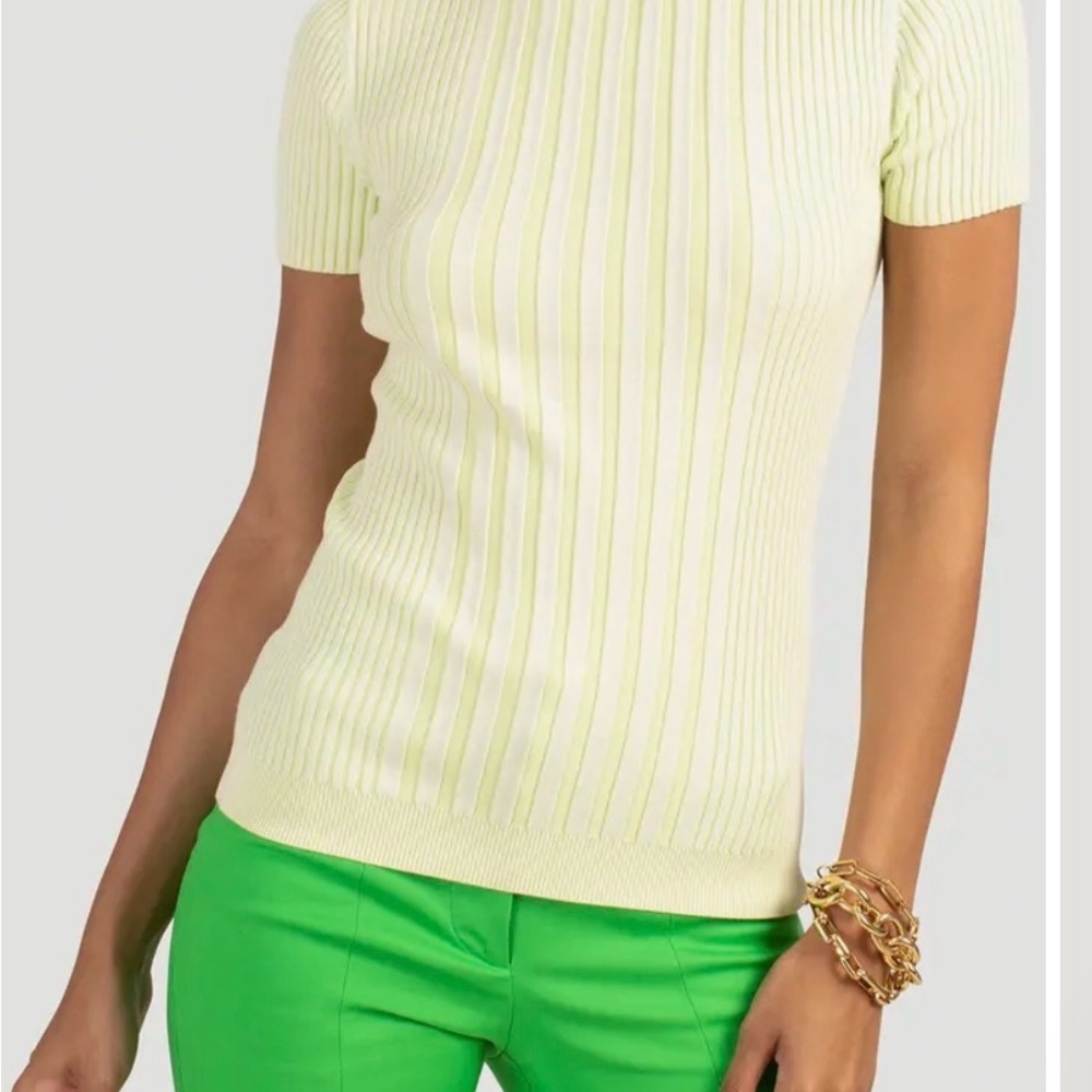 LN Trina Turk Short Sleeve Gleam  Ribbed Top